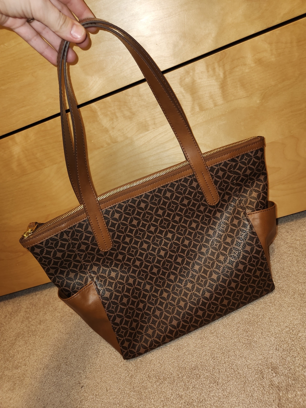 FOSSIL Brown Patterned Tote Bag